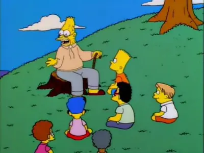 Abe Simpson telling stories meme template