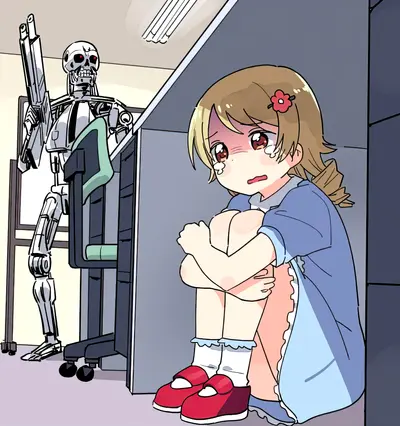 Anime girl hiding from a terminator empty template the idolm@ster meme template