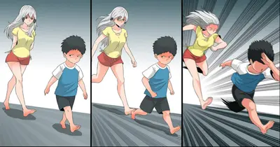 Ara ara chase empty template girl chasing a kid original court courir poursuivre pourchasse fille garçon meme template
