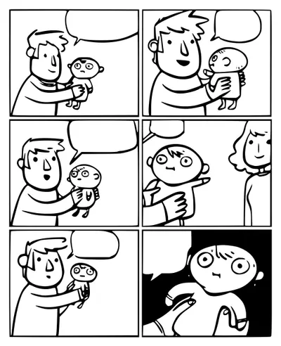 Baby walking away from parent meme template