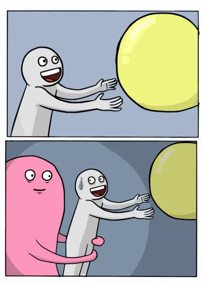 Balloon holding me back meme template