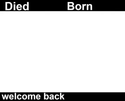 Born Died Welcome Back meme template
