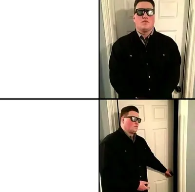 Bouncer blocking door guy meme template