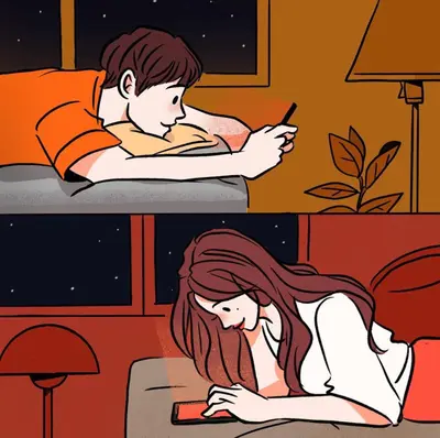 Boy girl texting each other meme template