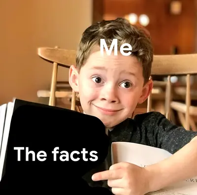 Boy pointing at book meme template
