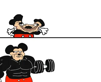 Buff Mickey Mouse meme template