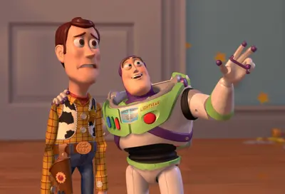 Buzz Lightyear pointing Woody meme template