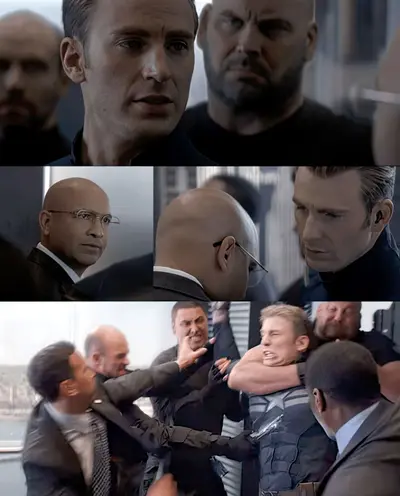 Captain America elevator fight meme template