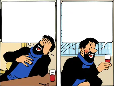 Captain Haddock laughing meme template