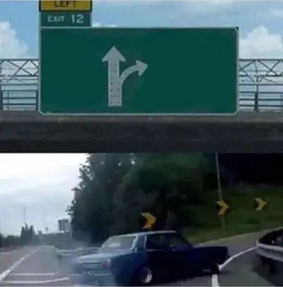 Car turning meme template