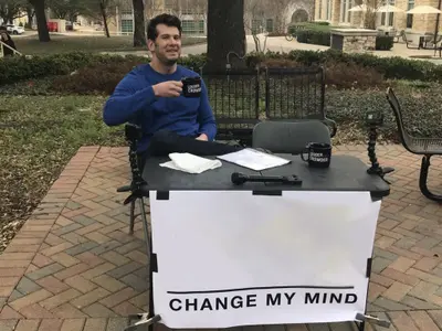 Change my mind empty template horizontal steven crowder, campus sign meme template