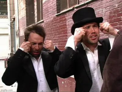 Charlie and Mac Always Sunny Mocking Crying meme template