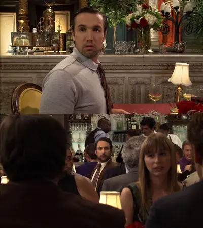 Charlie and Mac staring at each other meme template