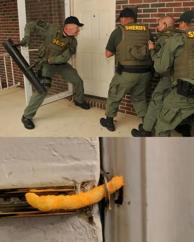 Cheeto door lock meme template