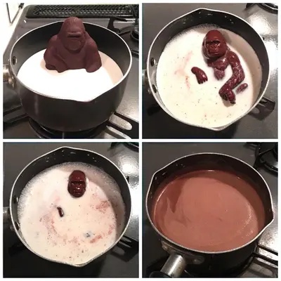 Chocolate gorilla melting milk meme template