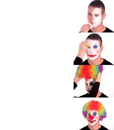 Clown putting on makeup meme template