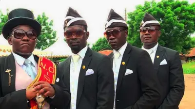Coffin dance pallbearers meme template