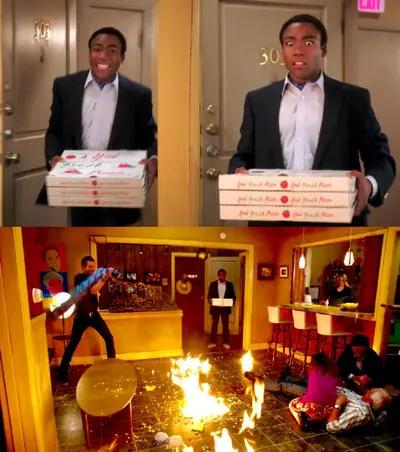 Community pizza fire meme template