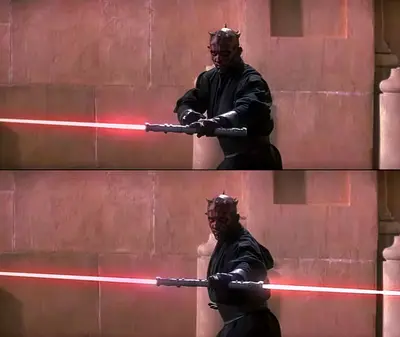 Darth Maul double lightsaber meme template