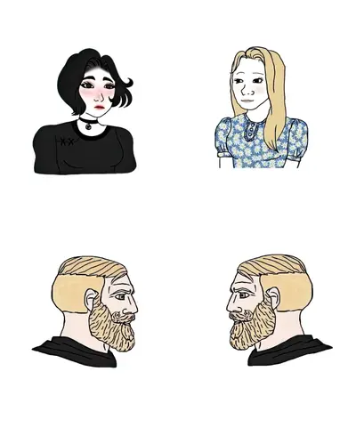 Doomer girl yes chad meme template