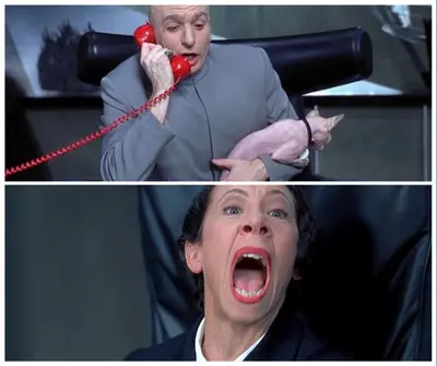 Dr Evil and Frau Yelling meme template