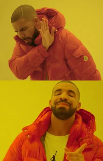 Drakeposting meme template