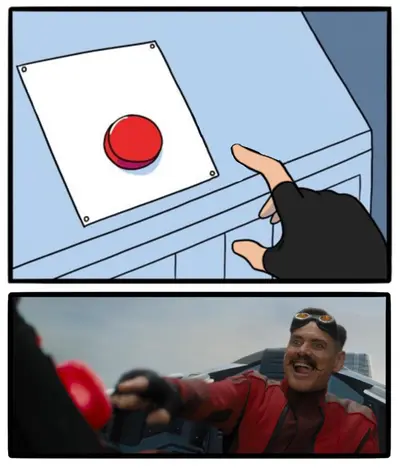 Eggman pressing button meme template