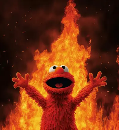 Elmo fire hell ai meme template
