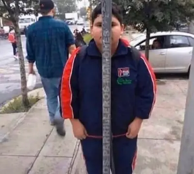 Fat kid hiding meme template