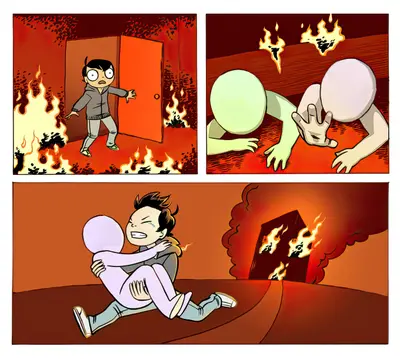 Fire rescue choose who to save meme template