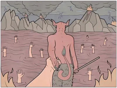 Follow me devil hell meme template