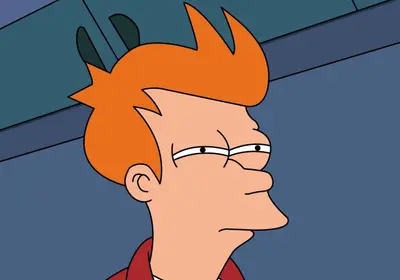 Fry squinting suspicious meme template