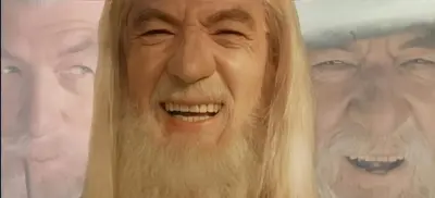 Gandalf laughing meme template