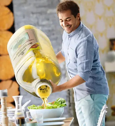 Giant oil bottle pouring meme template