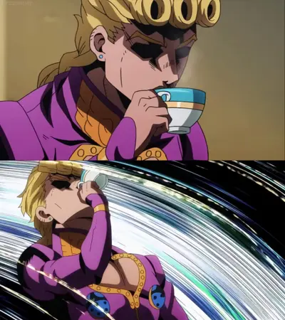 Giorno drinking tea meme template
