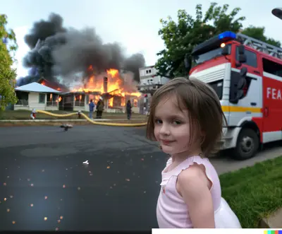 Girl burning house and sky extend meme template