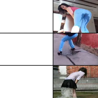 Girl getting progressively wetter meme template