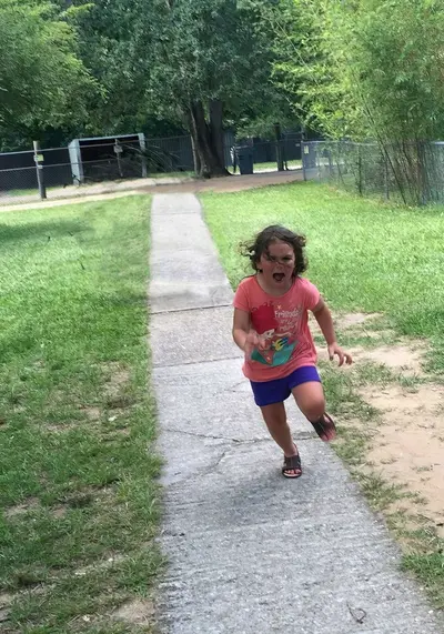 Girl running excitedly meme template
