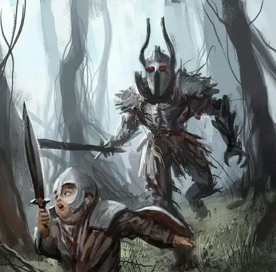 Girl running from knight meme template