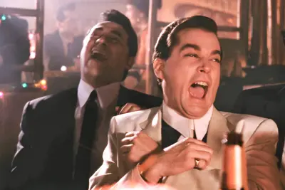 Goodfellas laughing scene meme template