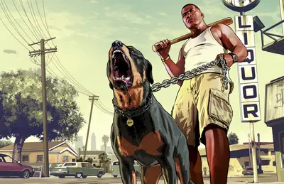 GTA 5 Franklin and his dog Chop meme template