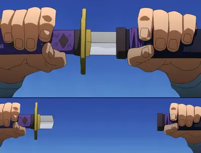 Gurren Lagann unsheathing sword meme template