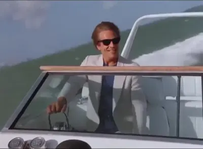Guy vibing on a boat meme template