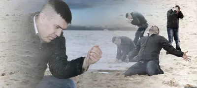 Guy with sand in the hands of despair meme template