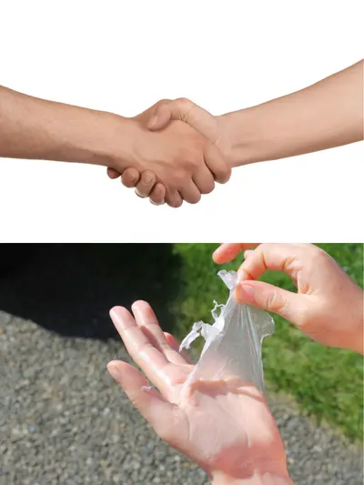 Handshake skin peel meme template