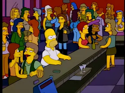 Homer Simpson gay bar meme template