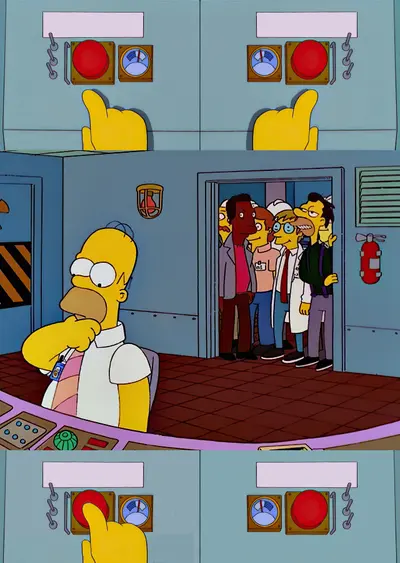 Homer Simpson two buttons meme template