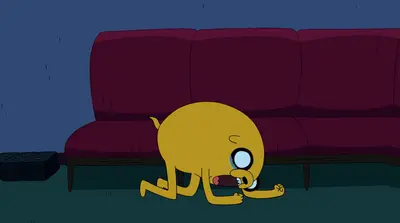 Jake eating spider under couch meme template