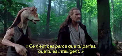 Jar Jar Binks Qui-Gon forest meme template