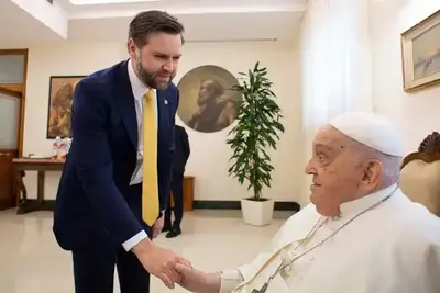 JD Vance with the Pope meme template